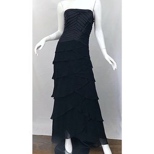 Vintage Tadashi Shoji Black Silk Chiffon Gown